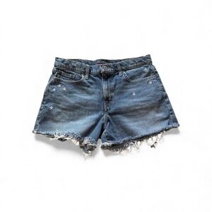 Lucky Brand 90s midi denim shorts with embroidered flowers